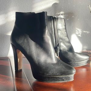 Karl Lagerfeld black leather heeled boots size 7